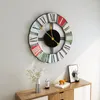 Wall Clocks Iron Art Creative Living Room Decorative Silent Sweeping Clock Roman Numerals High Density Dial Plate