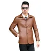 Men's Trench Coats Idopy Fashion Jacket Mens Faux Leather Business Casual Outerwear Motorcycle for Male 230822