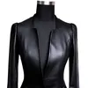 Feminina couro falsamente lautaro outono preto slim jacket pu mole mulher profundo v pesco