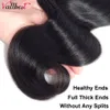 Syntetiska peruker Vall Body Wave Bunds med stängning 830 tum Remy Human Hair Brazilian Weave 3 Spets 230821