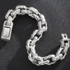 Bedelarmbanden materie roestvrijstalen schakel ketting man armband voor mannen 13 mm breedte retro stijl geborsteld metaalheren hand sieraden geschenken 230821