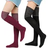 Femmes chaussettes au-dessus du genou Long hiver chaud dames filles noir blanc femme cuisse haute bas pied jambières mode