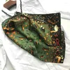 Scarves Green Mulberry Silk Scarf 90 Twill Scarfs Bandanas Manual Designer Neck Shawls Handkerchief 90cm Square Rolled Hem