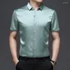Chemises décontractées pour hommes affaires hommes chemise à manches courtes surdimensionné soyeux facile d'entretien été qualité doux confortable rayé luxe Camisa