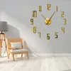 Wall Clocks Modern Design Big Numbers DIY Clock Simple Numerals Mirror Effect Stickers Minimalist Art Bedroom Watch Decor