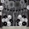 Autres fournitures de fête d'événement décorations d'anniversaire funéraire gothique Happy Heart bannière ceinture ballons noirs rideau à franges pour femmes hommes 230821