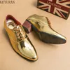 Dress Shoes Luxury Gold Loafers Men Party Dress Shoes Wedding Business Oxford Shoes Men Height Increase Patent Leather Formal Shoes Plus Siz 230821