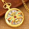 Pocket Watches Colorful Hollow Flying Bee Quartz Analog Watch Män Kvinnor Antik snygga halsband Pendant Timepiece Gifts