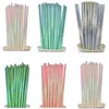 Other Event Party Supplies Iridescent Disposable Drinking Paper Straws Biodegradable Cocktail For Birthday Baby shower Wedding 230822