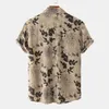 Ethnic Clothing Muslim Men's Casual Floral Short Sleeve Shirt Southeast Asian Arab Cotton Linen Single-breasted Loose Tops 2023 Summer