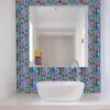Adesivos de parede 18pcsset ladrilhos de cozinha adesivo mosaico preto cinza cinza pvc banheiro autônomo decoração de escada à prova d'água 230822