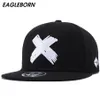 EAGLEBORN Black snapback polyester cap Hip Hop baseball cap Embroidery mens Casquette Snap Back Fashion Baseball Cap Gorras D18110269j