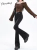 Jeans femininos YitimuCeng High Wistide Para mulheres Estabelecer streetwear vintage Slim Skinny Washed Bleached Calça Y2K 230821