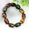 Strand Genuine Natural Tiger's Eye Bracelet Hombres Mujeres Joyería fina Brazalete Tigers Stone Beads Accesorios elásticos