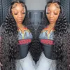 Partihandel HD Vatten 250 Densitet Deep Wave 40 Inch 13x4 Spets Front Human Hair Brasilian Transparent Frontal Glueless Curly Wig