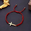 Pulseras con dijes, pulsera cruzada de oración a la moda para mujeres y hombres, pulsera de pareja de hilo trenzado ajustable hecha a mano, regalo de joyería curativa de Yoga