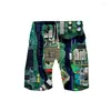 Shorts masculinos chip eletrônico mass de banho de banho de banho praia tábua de praia executando impressão 3d nadar com calças curtas roupas de banho