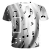 Camisetas masculinas As mais recentes notas de música masculina e feminina de verão Notas de música fresca versátil colorido 3D de mangas curtas em grande tamanho grande