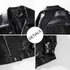 Men's Jackets Autumn Winter PU Leather Jacket Men Women Punk Streetwear Rivet Zipper Coat Solid Lapel Jacket Teenagers Vibe Locomotives Top