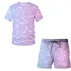 Men's Tracksuits Summer Mathematical Formula 3D Print Suit Pattern T Shirt Short Sleeve Casual Shorts Men Streetwear Clothing Tops