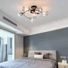 Chandeliers LED Molecular Green Blue Grey Glass Ball Ceiling Lamps For Sleep Live Dine Table Bed Room Pendant Lights