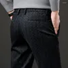 Pantalon homme automne velours côtelé décontracté mode Plaid affaires droit Slim pantalon café argent gris mâle marque vêtements