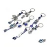 Keychains Lanyards Animal Farterfly Turtle Elephant Evil Eyes Keychain Key Chain Glass Blue Eye Pendant Ornament Rin Drop Delivery Oty2l