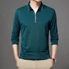 Męska koszula polo z długim rękawem Lapel Zipper Casual Collar Tee 230821