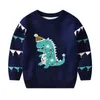 Familjsmatchande kläder Children Christmas Sweaters Baby Cartoon Dinosaur Xmas Clothes Boys Girls Cotton Outerwear Autumn Winter Warm Pullover 230821