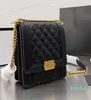 Women Classic Mini Flap Boy Bags Gained Calfskin Caviar skórzana damskie damskie ramiona torebki nadwozia multi pochette luksusowe projektantów