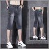 Herren Jeans Capris Summer Dünnfit gerade 2023 Hosen Trend Casual Modemarke Denim Shorts