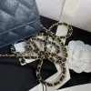 top quality designer shoulder bag chain strap handbag plaid purses double letter solid buckle sheepskin caviar pattern womens luxury evening bags totes a7