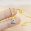 Choker Stainless Steel Square Zircon Necklace For Women Gold Color Round Circle Pendant Female Chain Party Jewelry Wholesale
