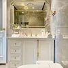 Ensemble d'accessoires de bain, armoire de salle de bain franco-américaine combinée avec un lavabo sur pied en ardoise en bois massif