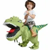 Girl's Dresses Funny Child Adult Inflatable Riding Green Dinosaur Cosplay Costume Kids Fancy Dress Halloween Holiday Theme Party 230821