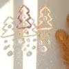 Garden Decorations Crystal Light Catcher Christmas Tree Bell Metal Rainbow Pink Natural Stone Ornament för hemväggens sovrum 230822