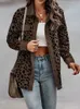 Womens Jackets Autumn Leopard Jacket Women Corduroy Coat Overshirt Long Sleeve Winter Loose Shirt for 230822