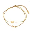 Cavalche in acciaio inossidabile Summer Fashion Love Heart Charm Cavigliere a doppio strato Bracciale alla caviglia per donne gioielli