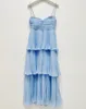 Urban Sexy sukienki Spring 2023 Dodaj niebieski kolor szyfonowy platane rękawy S midi sukienka Backless Lady Cake Suspender 230821