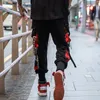 Herrbyxor män lila joggare mens fickor streetwear last man hip hop spår koreanska mode overaller 230821