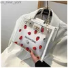 Totes Strawberry Jelly Bag Women's 2021 Fashion Strawberry Transparent Mother Bag Chain Shoulder Underarm Female Bag Child Mother Bag HKD230822