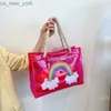 Totes Women Tote Handbag Clear PVC Beach Bag Transparent Rainbow Large Bag Luxury Designer Shoulder Crossbody Summer Söta geléväskor HKD230822