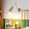 Wall Lamp Rocker LED Lamps Swing Arm Long Internal Sconce Lights With Switch For Bedside Decor Lighting