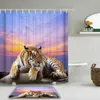 Shower Curtains 3D Cat Dog Animal Printing Shower Curtains Set Waterproof Bathroom Curtain with Anti-slip Bath Mat Rugs Decor R230822