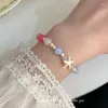 Strand Macaron Céramique Étoile De Mer Perlé Bracelet Pour Femme D'été Petite Foule Conception Dopamine Ami Main Chaîne Frais