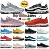 Designer 97 Running Shotos de corrida 97S Bullet Silver Panda Ghost Cork Obsidian Undftd Triple Black White Sunburst Future Páscoa mal rosa Sneakers femininos treinadores