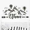 Muurstickers jongens naam stickers gepersonaliseerde sticker bergen pijl sticker voor kinderkamer decor wolk en sterren c537