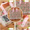 Present Wrap Clear Plastic Shop Carrier Påsar med handtag Boutique Packaging Floral Rose Tryckt stora söta 5 storlekar LZ1177 Drop Leverans H DHRVQ