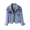 Womens Jackets Autumn Denim Jacket Coat Women Beading Loose Overcoat Jeans Basic Coats Streetwear Long Sleeve Casual Outerwear P688 230821