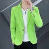 Men's Suits Autumn Men Casual Suit Jacket Green And Red Solid Color With One Buttons Mens Formal Blazer Size M-3XL